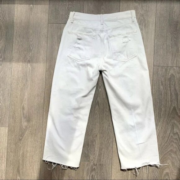 All Saints White Jeans Ivy Destroy Boy Distressed Straight Leg Denim high rise - Picture 14 of 16